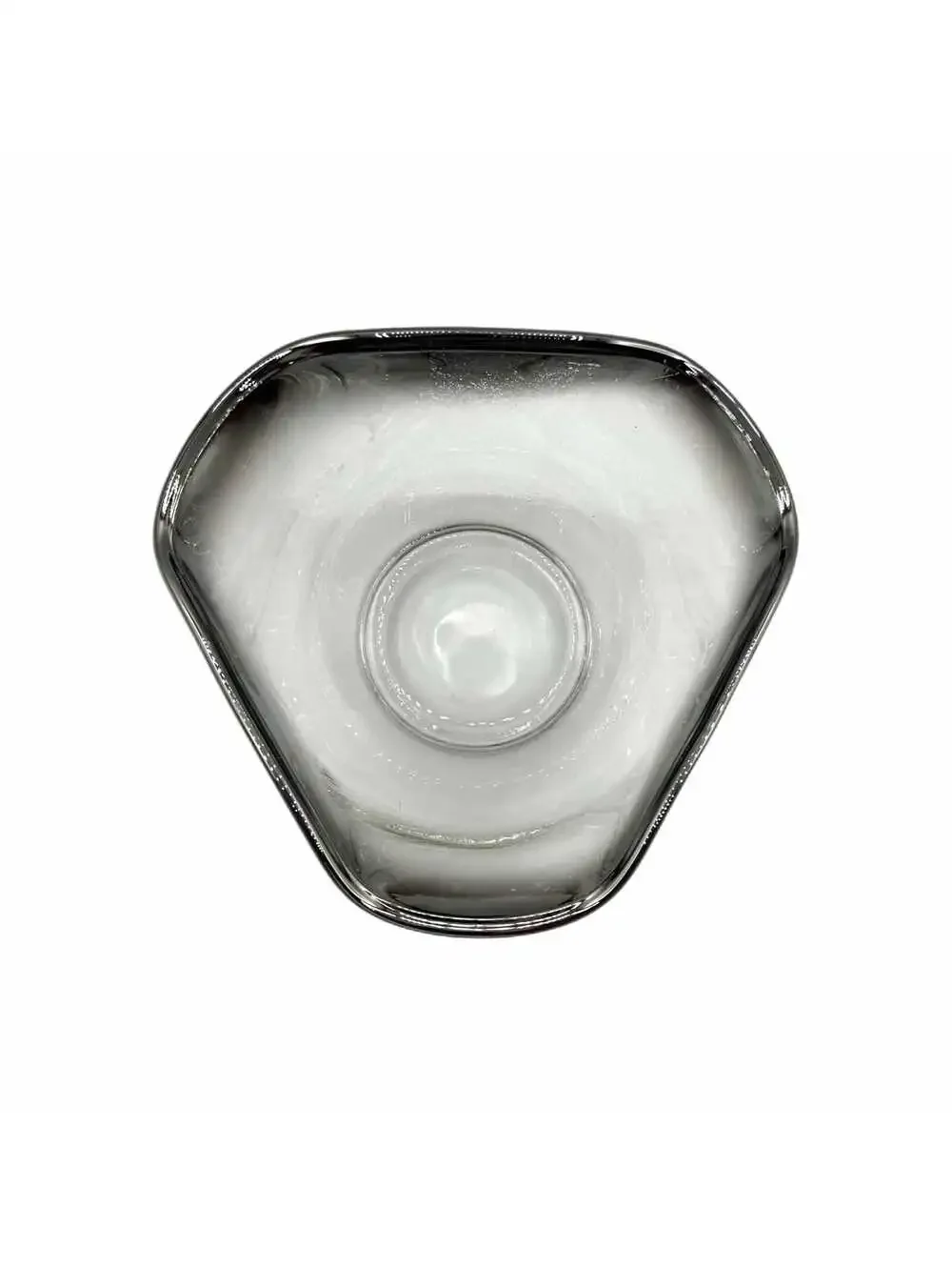 Vintage MCM Dorothy Thorpe Silver Fade Glass Triangle Salad / Candy / Dip Bowl